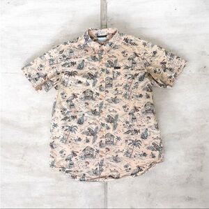 COLUMBIA Rapid Rivers Fun Print Short Sleeve Button Up Shirt Mens MEDIUM